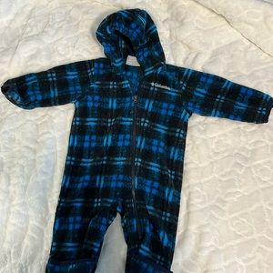 Blue/black plaid Columbia baby bunting